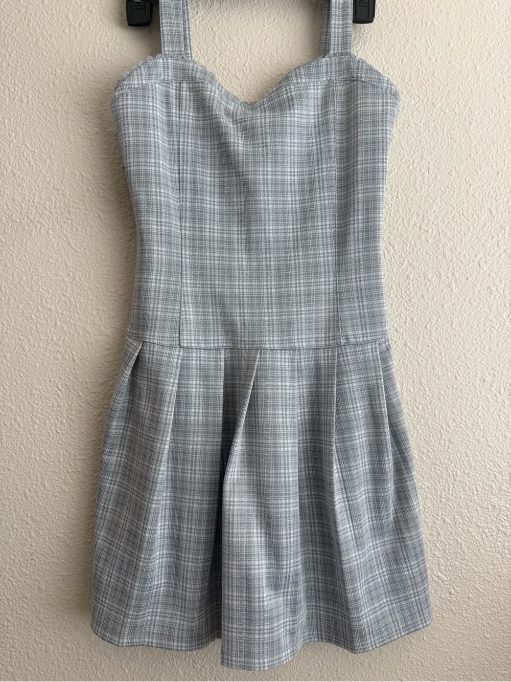 Derek Heart Light Grey Plaid Sweetheart Sundress